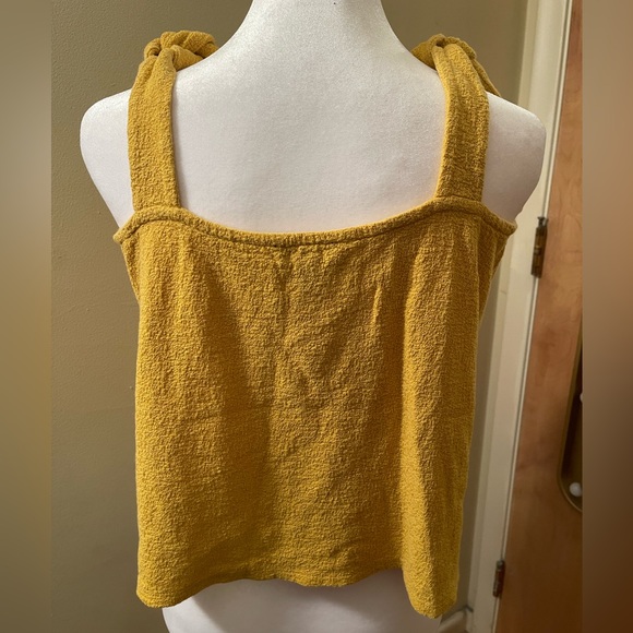 Express Mustard Yellow Tie Shoulder Tank Top Size M - Picture 4 of 4